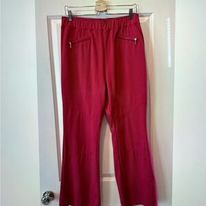 Maeve by Anthropologie Red Sabine flared Pants with  zipper details size L